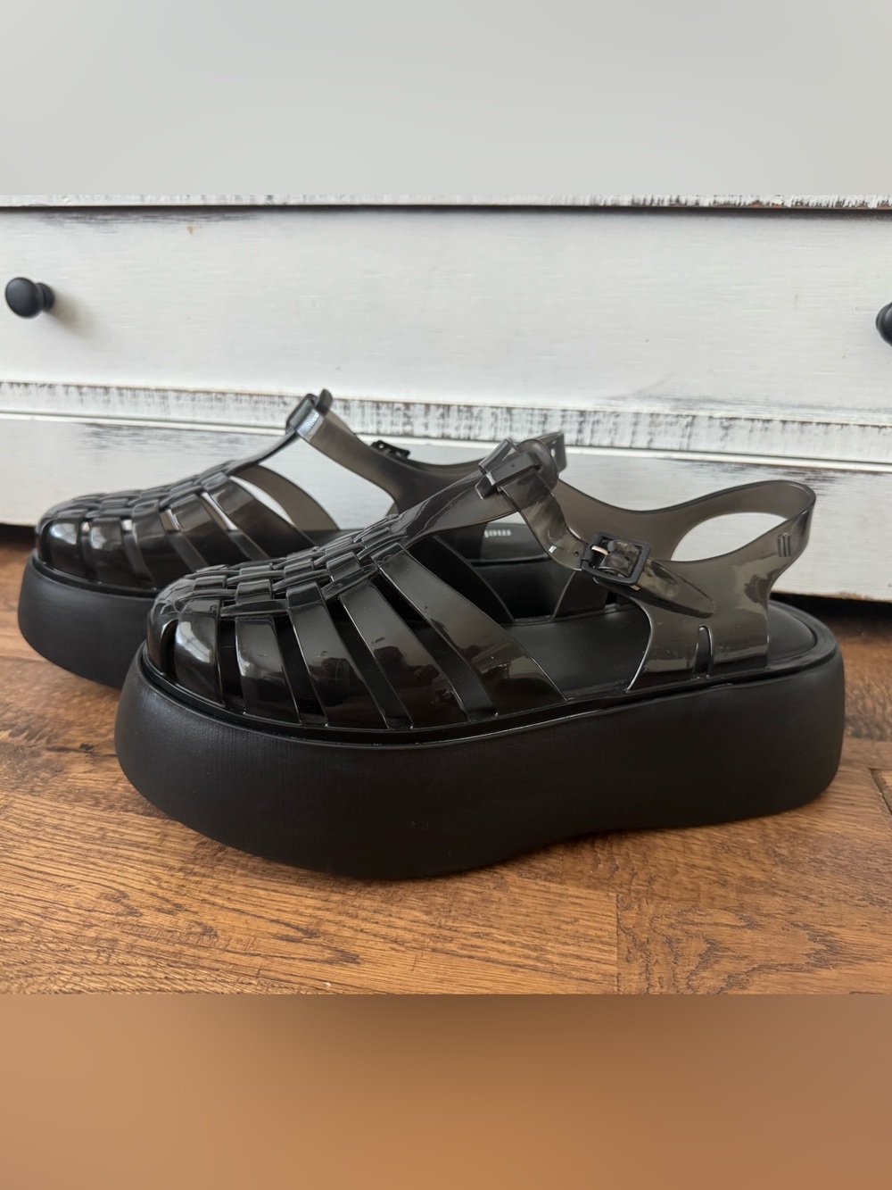 New Melissa Possession Plato Platform Jelly Sandal Black Women's Size 10 - Picture 2 of 9